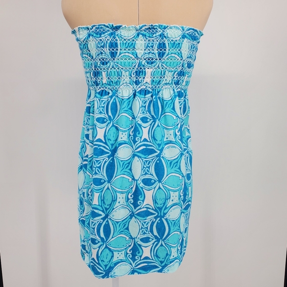 Lilly Pulitzer Brigitte Blue & White Terry Cloth Swim Sleeveless Cover Up Sz. XS - Picture 4 of 10